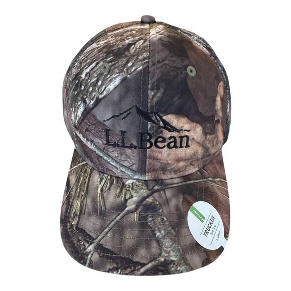 L.L. Bean Camo Trucker Mesh Mid Crown Snapback Adjustable Cap Hat One Size New - Picture 3 of 3